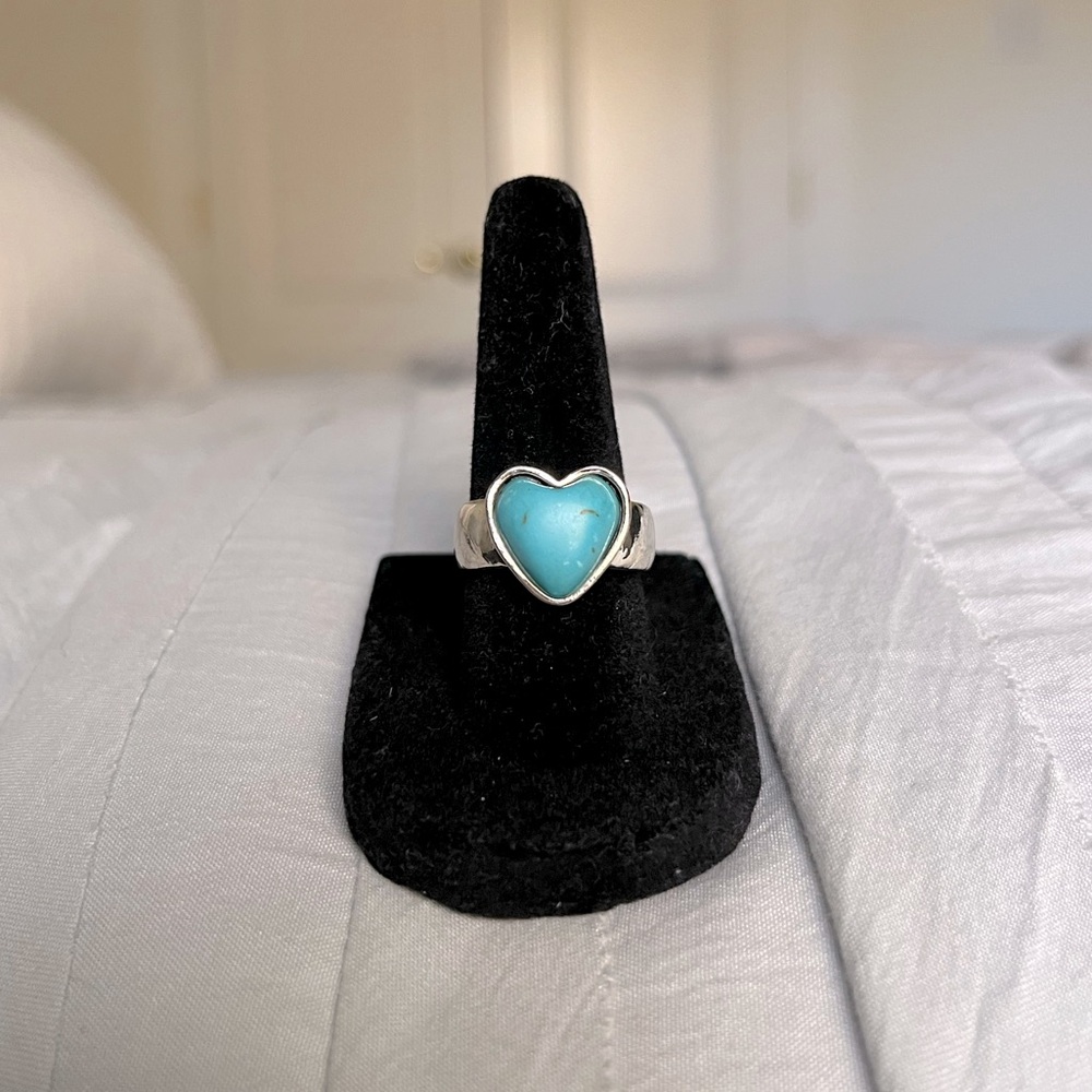 Sterling Silver & Turquoise Heart Shaped Ring